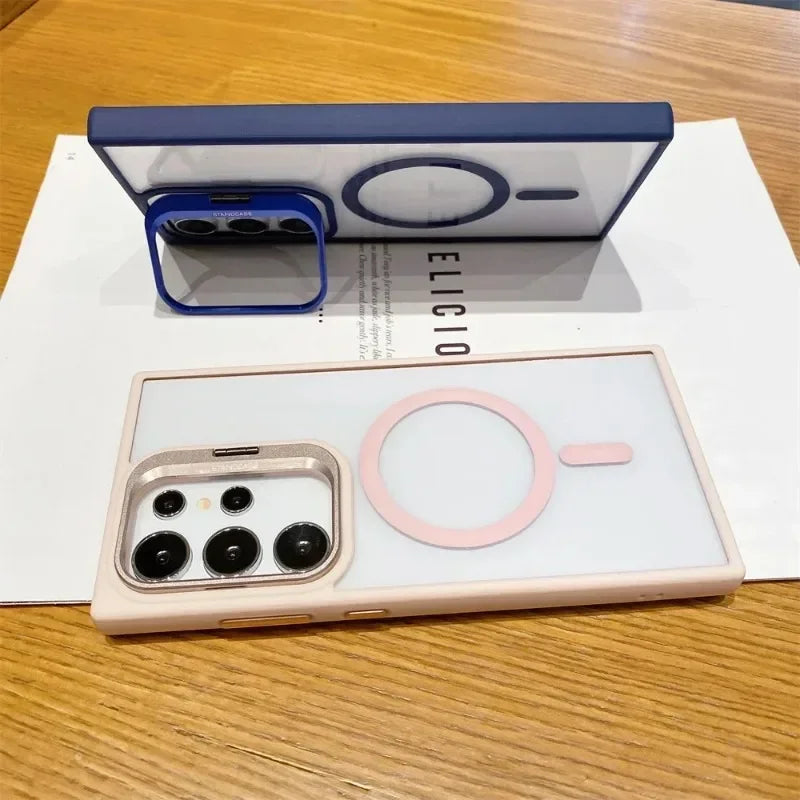 Magnetic Lens Stand Phone Case For Samsung