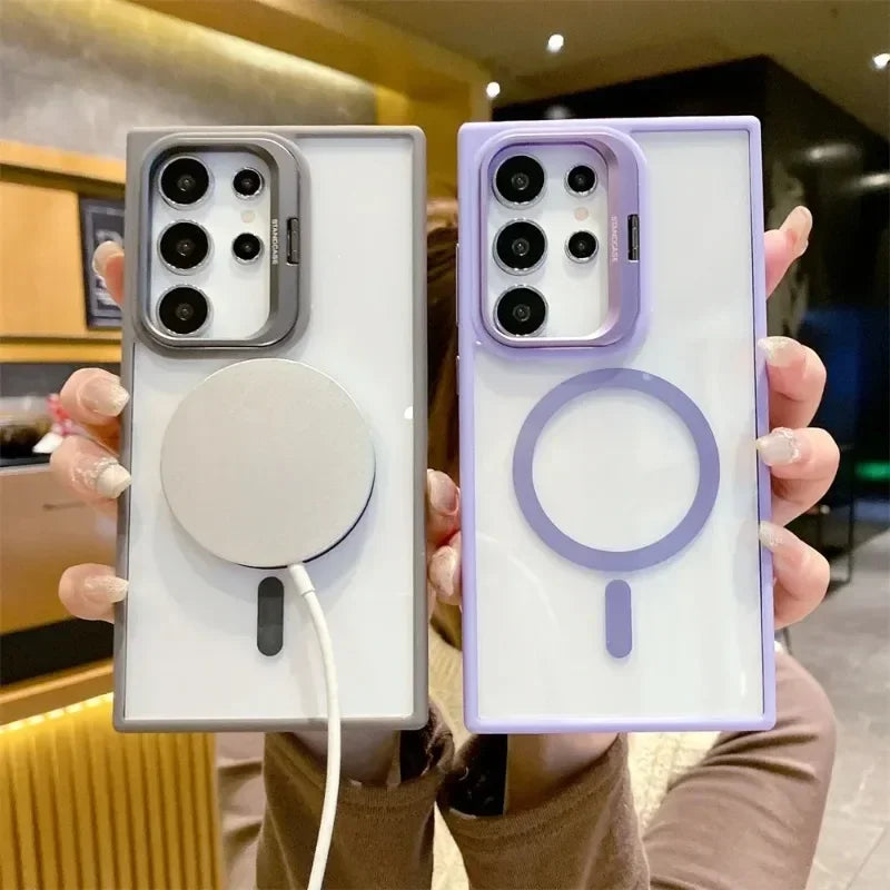 Magnetic Lens Stand Phone Case For Samsung