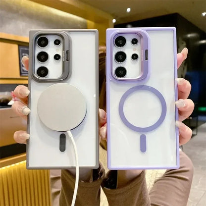 Magnetic Lens Stand Phone Case For Samsung