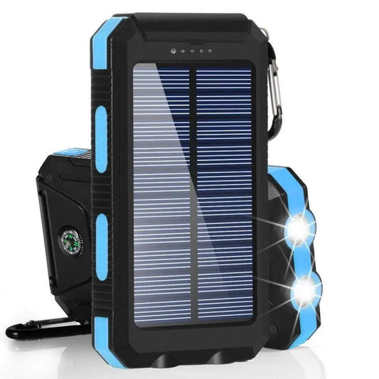 Portable Solar Power Bank with Dual USB LED Light