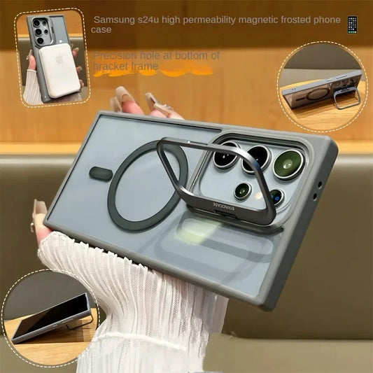 Magnetic Lens Stand Phone Case For Samsung
